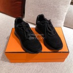 Hermes Autumn Winter Couple Retro Sneakers Black
