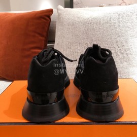 Hermes Autumn Winter Couple Retro Sneakers Black