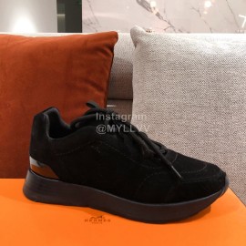 Hermes Autumn Winter Couple Retro Sneakers Black