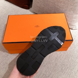 Hermes Autumn Winter Couple Retro Sneakers Black