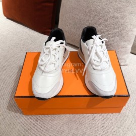 Hermes Autumn Winter Couple Retro White Sneakers