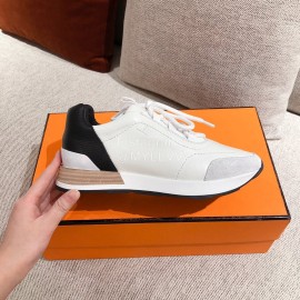 Hermes Autumn Winter Couple Retro White Sneakers
