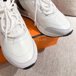 Hermes Autumn Winter Couple Retro White Sneakers