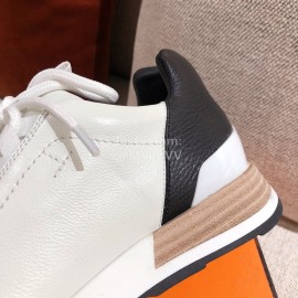 Hermes Autumn Winter Couple Retro White Sneakers