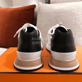 Hermes Autumn Winter Couple Retro White Sneakers