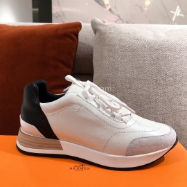 Hermes Autumn Winter Couple Retro White Sneakers