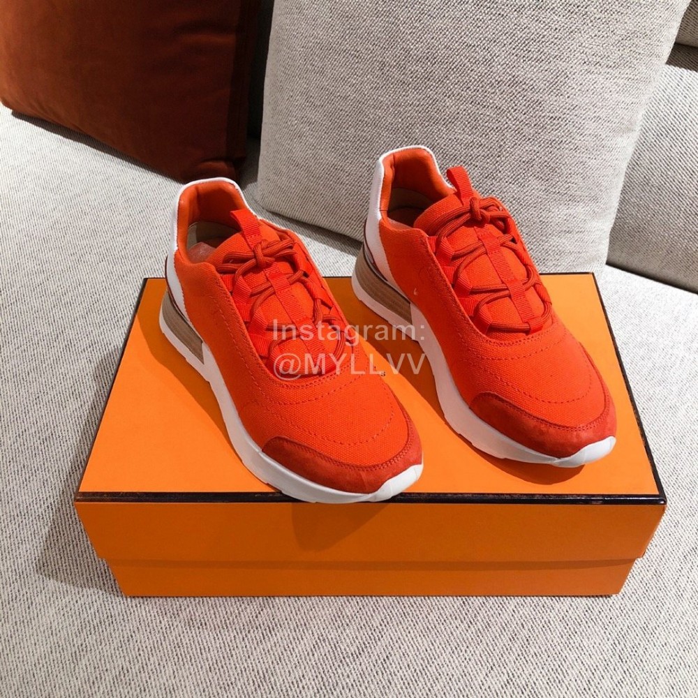 Hermes Autumn Winter Couple Retro Sneakers Orange