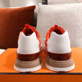 Hermes Autumn Winter Couple Retro Sneakers Orange