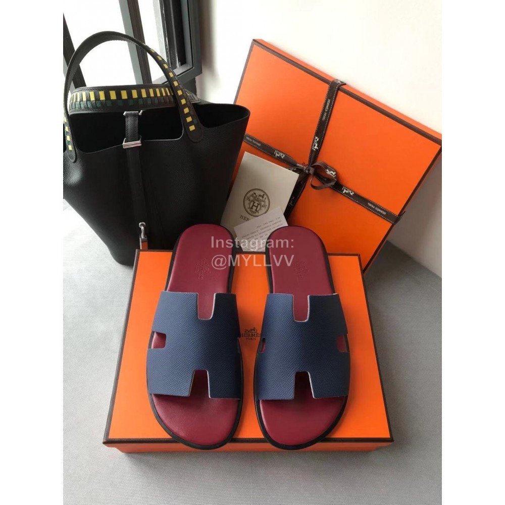 Hermes Simple Summer Leather Slippers For Men