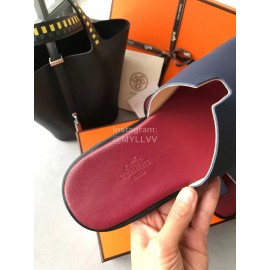 Hermes Simple Summer Leather Slippers For Men