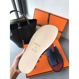 Hermes Simple Summer Leather Slippers For Men