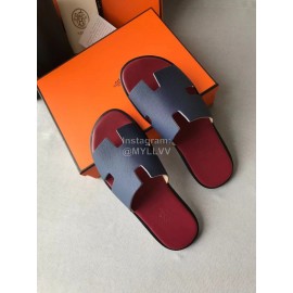 Hermes Simple Summer Leather Slippers For Men