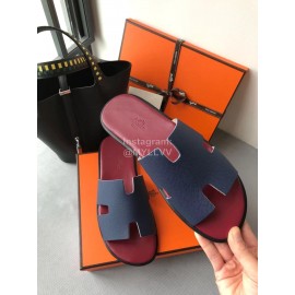 Hermes Simple Summer Leather Slippers For Men