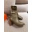 Hermes Autumn Winter High Heeled Short Boots Coffee