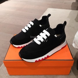Hermes New Thick Soled Black Casual Shoes