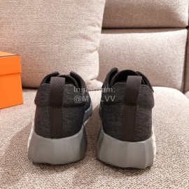 Hermes Autumn Winter Couple Sneakers Dark Gray