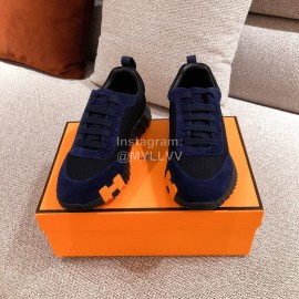 Hermes Autumn Winter Couple Sneakers Blue