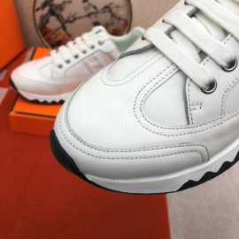 Hermes Couple Calfskin White Casual Sneakers
