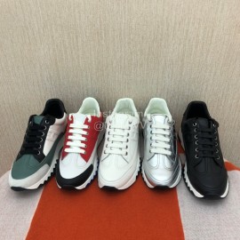 Hermes Couple Calfskin White Casual Sneakers