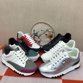 Hermes Couple Calfskin White Casual Sneakers