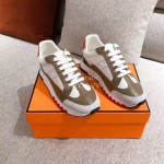 Hermes Autumn Winter Couple Retro Sneakers Coffee