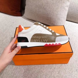 Hermes Autumn Winter Couple Retro Sneakers Coffee