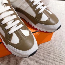 Hermes Autumn Winter Couple Retro Sneakers Coffee