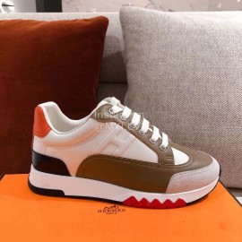 Hermes Autumn Winter Couple Retro Sneakers Coffee