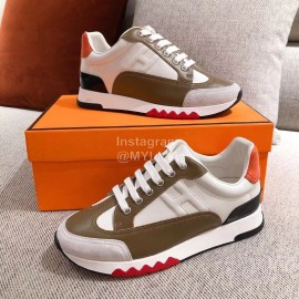 Hermes Autumn Winter Couple Retro Sneakers Coffee