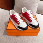 Hermes Autumn Winter Couple Retro Sneakers Red