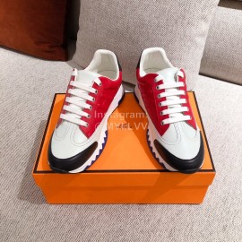 Hermes Autumn Winter Couple Retro Sneakers Red