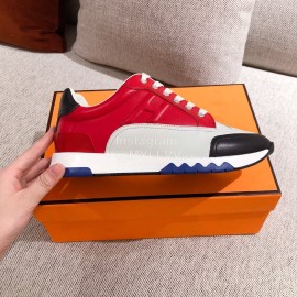 Hermes Autumn Winter Couple Retro Sneakers Red