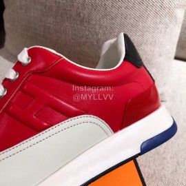 Hermes Autumn Winter Couple Retro Sneakers Red