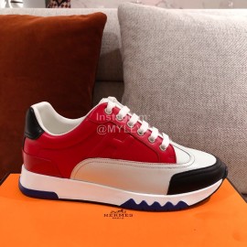 Hermes Autumn Winter Couple Retro Sneakers Red