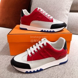 Hermes Autumn Winter Couple Retro Sneakers Red