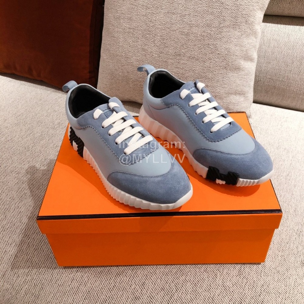 Hermes Autumn Winter Couple Retro Sneakers Blue