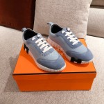 Hermes Autumn Winter Couple Retro Sneakers Blue