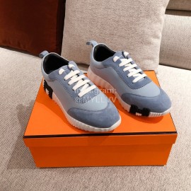 Hermes Autumn Winter Couple Retro Sneakers Blue