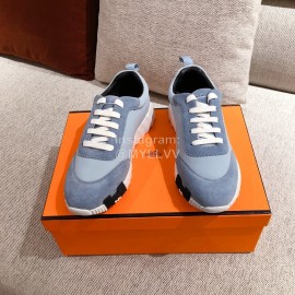 Hermes Autumn Winter Couple Retro Sneakers Blue