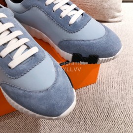 Hermes Autumn Winter Couple Retro Sneakers Blue