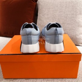 Hermes Autumn Winter Couple Retro Sneakers Blue