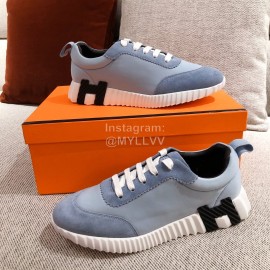 Hermes Autumn Winter Couple Retro Sneakers Blue