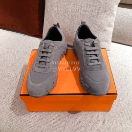 Hermes Autumn Winter Couple Retro Sneakers Gray