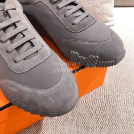 Hermes Autumn Winter Couple Retro Sneakers Gray