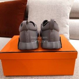 Hermes Autumn Winter Couple Retro Sneakers Gray