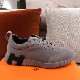 Hermes Autumn Winter Couple Retro Sneakers Gray