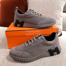 Hermes Autumn Winter Couple Retro Sneakers Gray