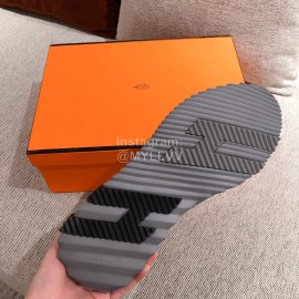 Hermes Autumn Winter Couple Retro Sneakers Gray