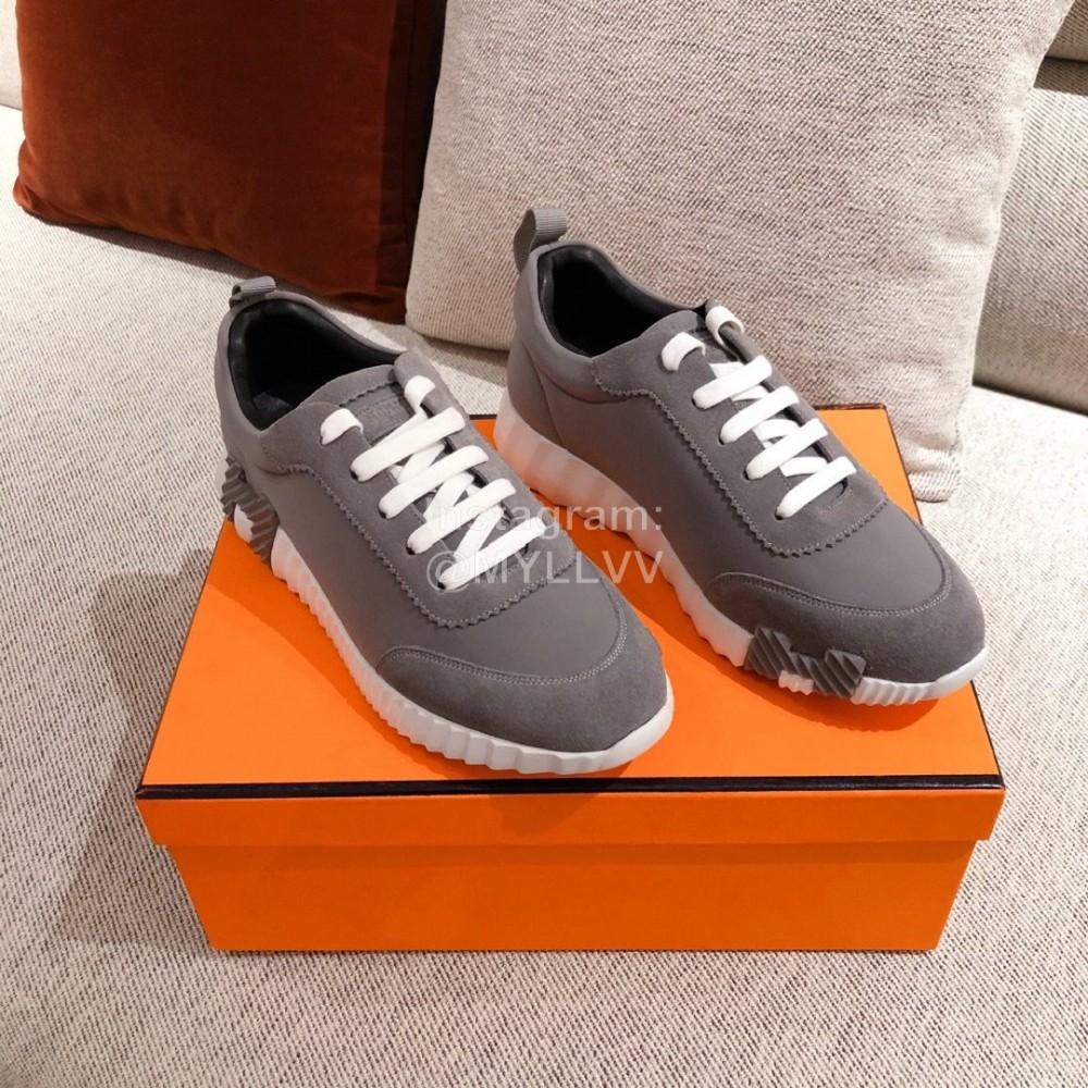 Hermes Autumn Winter Couple Retro Gray Sneakers