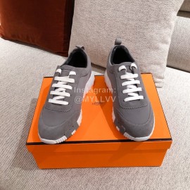 Hermes Autumn Winter Couple Retro Gray Sneakers